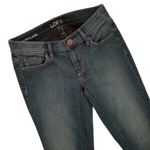 Ann Taylor LOFT Modern Skinny Ankle Zip Jeans in Slate Rinse, 00P/24